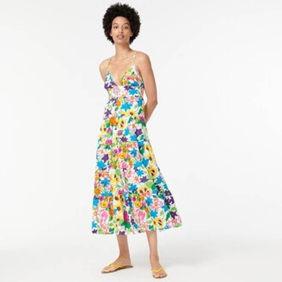 J. Crew Cotton-Poplin Button Up Dress in Vibrant Garden - Picture 2 of 12